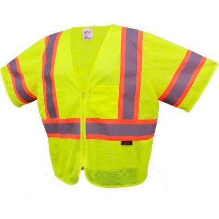 GSS SAFETY GSS Safety 2005 Standard Class 3 Two Tone Mesh Zipper Safety Vest, Lime, Medium 2005-MD